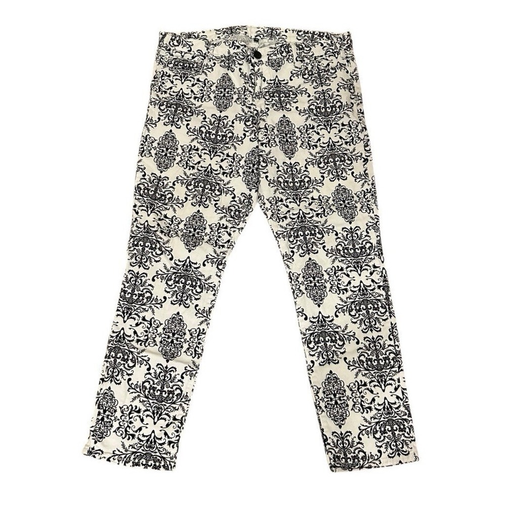 Kut from the Kloth Bridgitte Ankle‎ Skinny Mud Rise Paisley Pants Black White 16
